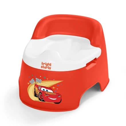 Bright Starts Disney and Pixar Cars Full Comfort Potty Training Toilet, Easy Clean Removable Bowl, Splash Guard, High Back for Comfort & Stability, Toddlers up to 50 lbs