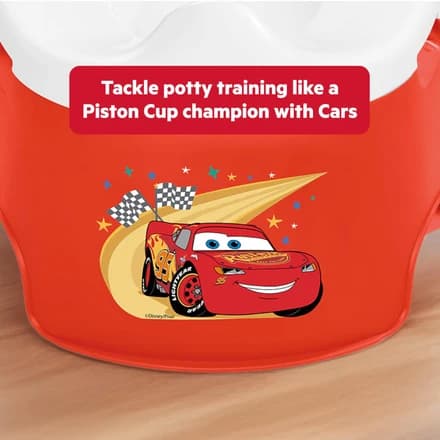 Bright Starts Disney and Pixar Cars Full Comfort Potty Training Toilet, Easy Clean Removable Bowl, Splash Guard, High Back for Comfort & Stability, Toddlers up to 50 lbs