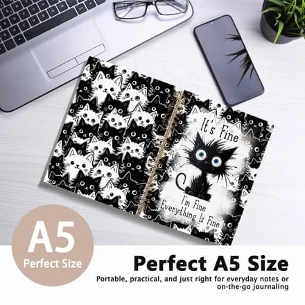 LIANGW Funny Cat Journal Notebook for Teen Girls & Women, Funny Gifts for People Who Love Cats, Cat Lover Gifts for Women Men, Cute Notebooks for School Supplies, cat notepad 5.5x8.3 Inch