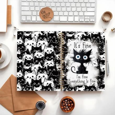 LIANGW Funny Cat Journal Notebook for Teen Girls & Women, Funny Gifts for People Who Love Cats, Cat Lover Gifts for Women Men, Cute Notebooks for School Supplies, cat notepad 5.5x8.3 Inch