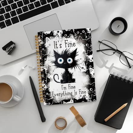 LIANGW Funny Cat Journal Notebook for Teen Girls & Women, Funny Gifts for People Who Love Cats, Cat Lover Gifts for Women Men, Cute Notebooks for School Supplies, cat notepad 5.5x8.3 Inch