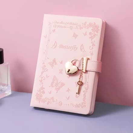 SPIPHY Diary with Lock and Key for Girls Ages 8-12 Journal with Lock for Teen Girls 288 Pages Heart-Shaped Locked Journal for Women, Pink