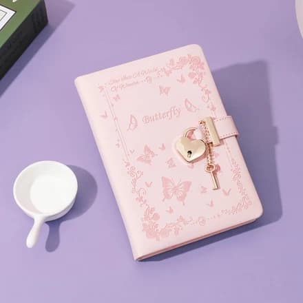 SPIPHY Diary with Lock and Key for Girls Ages 8-12 Journal with Lock for Teen Girls 288 Pages Heart-Shaped Locked Journal for Women, Pink