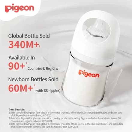Pigeon Silicone Nipple (M) with Latch-On Line, Natural Feel, 3+ Months, 4 Counts