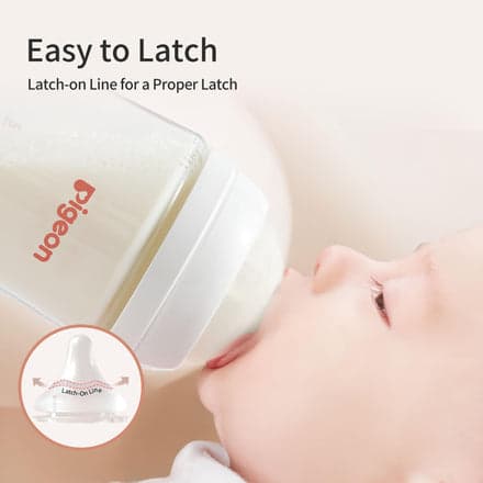 Pigeon Silicone Nipple (M) with Latch-On Line, Natural Feel, 3+ Months, 4 Counts
