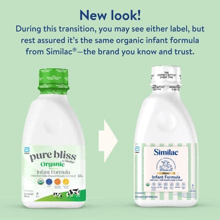 Similac Organic Infant Formula, Easy to Digest, USDA-Certified Organic, Ready to Feed, 32-fl-oz Bottle, Pack of 6