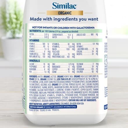 Similac Organic Infant Formula, Easy to Digest, USDA-Certified Organic, Ready to Feed, 32-fl-oz Bottle, Pack of 6