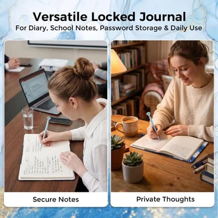 Koogel Diary with Lock for Girls Ages 8-12, A5 Journal with Lock 240 Pages, Kids Locking Secret Diary Writing Journal with Pen, Cute Birthday Gifts Stuff for Teen Tween Girls Age 8 9 10 11 12, Blue