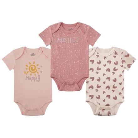 MEYSAHO Baby Girl's Clothes Newborn 3-Piece Set 2025 Short Sleeves Cartoon Cute Strawberry Pattern Tops Cotton Bodysuits Toddler Infant Baby Gift Sets for 0 3 Months