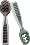 NumNum Baby Spoons Self Feeding 6 Months, 2-Pack Gray/Green