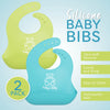 Silicone Bibs for Babies - 2 PK Baby Silicone Bibs with Food Catcher - Unisex Neutral Waterproof Infant Bibs & Toddler Bibs (Navy/Red)