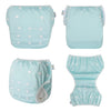Babygoal Neutral Baby Swim Diapers 3 Pack for 0-8 Months Infant Girls and Boys, Reusable Adjustable Washable for Swimming Lessons-Blue,Yellow,Grey