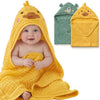Blissful Diary Muslin Baby Hooded Towel 2 Pack, Soft & Absorbent Bath Towel for Infant, Toddler, Unisex, Baby Gift, Newborn Essentials, Bear & Lamb