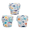 Babygoal Neutral Baby Swim Diapers 3 Pack for 0-8 Months Infant Girls and Boys, Reusable Adjustable Washable for Swimming Lessons-Blue,Yellow,Grey