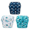 Babygoal Neutral Baby Swim Diapers 3 Pack for 0-8 Months Infant Girls and Boys, Reusable Adjustable Washable for Swimming Lessons-Blue,Yellow,Grey