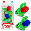 RaZbaby RaZberry Silicone Teether Pacifier – Teething Relief for Infants, Food-Grade, BPA-Free, Hands-Free, Natural Berrybumps Fruit Texture for Sensory Development, Freezable, 2-Pack - Red & Blue