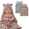 Blissful Diary Muslin Baby Hooded Towel 2 Pack, Soft & Absorbent Bath Towel for Infant, Toddler, Unisex, Baby Gift, Newborn Essentials, Bear & Lamb