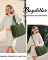 Bagstellar Corduroy Tote Bag for Women, 17 Pockets Laptop Work Tote Purse