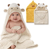 Blissful Diary Muslin Baby Hooded Towel 2 Pack, Soft & Absorbent Bath Towel for Infant, Toddler, Unisex, Baby Gift, Newborn Essentials, Bear & Lamb