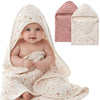 Blissful Diary Muslin Baby Hooded Towel 2 Pack, Soft & Absorbent Bath Towel for Infant, Toddler, Unisex, Baby Gift, Newborn Essentials, Bear & Lamb