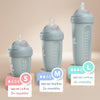 Herobility Anti-Colic Baby Bottles 5 fl oz/140 ml - Pack of 4 Newborn Baby Bottles, Slow Flow Plastic Bottles, Breast-Shaped Teat for Breastfed Babies - Multicolor - Denim, Black, Dusky Green, Gray