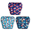 Babygoal Neutral Baby Swim Diapers 3 Pack for 0-8 Months Infant Girls and Boys, Reusable Adjustable Washable for Swimming Lessons-Blue,Yellow,Grey