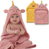 Blissful Diary Muslin Baby Hooded Towel 2 Pack, Soft & Absorbent Bath Towel for Infant, Toddler, Unisex, Baby Gift, Newborn Essentials, Bear & Lamb