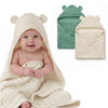 Blissful Diary Muslin Baby Hooded Towel 2 Pack, Soft & Absorbent Bath Towel for Infant, Toddler, Unisex, Baby Gift, Newborn Essentials, Bear & Lamb