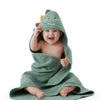 Blissful Diary Muslin Baby Hooded Towel 2 Pack, Soft & Absorbent Bath Towel for Infant, Toddler, Unisex, Baby Gift, Newborn Essentials, Bear & Lamb
