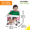 Bright Starts Pop 'N Sit Portable Booster, Indoor/Outdoor Use, Floor Seat with Feeding Tray, Pink, 6 Mos - 3 Yrs
