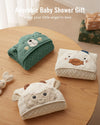 Blissful Diary Muslin Baby Hooded Towel 2 Pack, Soft & Absorbent Bath Towel for Infant, Toddler, Unisex, Baby Gift, Newborn Essentials, Bear & Lamb