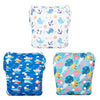 Babygoal Neutral Baby Swim Diapers 3 Pack for 0-8 Months Infant Girls and Boys, Reusable Adjustable Washable for Swimming Lessons-Blue,Yellow,Grey