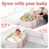 Foldable Baby Bath, Collapsible Baby Bathtub 3M-8Y, Portable Travel Baby Bath Tub with Non-Slip Base, Pop Up Folding Newborn Toddler Shower Tub, Space Saving, Pink