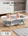 Collapsible Baby Bathtub, Large Baby Tub with Thermometer & Soft Cushion for Newborn to 36-Month Toddler Bathtub,Foldable for Quick Use & Portable for Travel, Baby Bath Gift (Grey)
