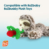 RaZbaby RaZberry Silicone Teether Pacifier – Teething Relief for Infants, Food-Grade, BPA-Free, Hands-Free, Natural Berrybumps Fruit Texture for Sensory Development, Freezable, 2-Pack - Red & Blue