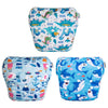 Babygoal Neutral Baby Swim Diapers 3 Pack for 0-8 Months Infant Girls and Boys, Reusable Adjustable Washable for Swimming Lessons-Blue,Yellow,Grey