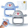 2 Pack Penguin Baby Teething Toys 0-6 Months, Hand Teether & Teething Mitt