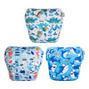 Babygoal Neutral Baby Swim Diapers 3 Pack for 0-8 Months Infant Girls and Boys, Reusable Adjustable Washable for Swimming Lessons-Blue,Yellow,Grey