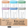 DRKIO 6 pcs Baby Food Storage Containers 4&8 Oz Small Glass Jars with Lids