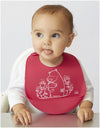 Silicone Baby Bucket Bib, Durable, Adjustable, Waterproof - Pink Bears