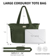 Bagstellar Corduroy Tote Bag for Women, 17 Pockets Laptop Work Tote Purse