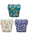 Babygoal Neutral Baby Swim Diapers 3 Pack for 0-8 Months Infant Girls and Boys, Reusable Adjustable Washable for Swimming Lessons-Blue,Yellow,Grey