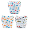 Babygoal Neutral Baby Swim Diapers 3 Pack for 0-8 Months Infant Girls and Boys, Reusable Adjustable Washable for Swimming Lessons-Blue,Yellow,Grey