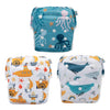 Babygoal Neutral Baby Swim Diapers 3 Pack for 0-8 Months Infant Girls and Boys, Reusable Adjustable Washable for Swimming Lessons-Blue,Yellow,Grey