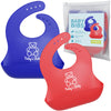 Silicone Bibs for Babies - 2 PK Baby Silicone Bibs with Food Catcher - Unisex Neutral Waterproof Infant Bibs & Toddler Bibs (Navy/Red)