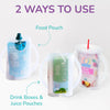 Flipping Holder Squeeze Proof Food Pouch Holder for Toddlers, Babies, Kids, Mess Free No Squeeze Juice Box Drink and Applesauce Snack Holder with Easy Grip Handles and Lid