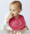 Silicone Baby Bucket Bib, Durable, Adjustable, Waterproof - Pink Bears