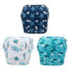 Babygoal Neutral Baby Swim Diapers 3 Pack for 0-8 Months Infant Girls and Boys, Reusable Adjustable Washable for Swimming Lessons-Blue,Yellow,Grey