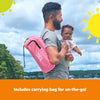 Bright Starts Pop 'N Sit Portable Booster, Indoor/Outdoor Use, Floor Seat with Feeding Tray, Pink, 6 Mos - 3 Yrs