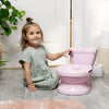 Ingenuity My Size Potty Pro 2-in-1 Potty Training Toilet, Floor Potty with Removable Potty Seat for Standard Toilets, Realistic Flushing Sound, For Toddlers Ages 18+ months, Up to 50 lb - Pink